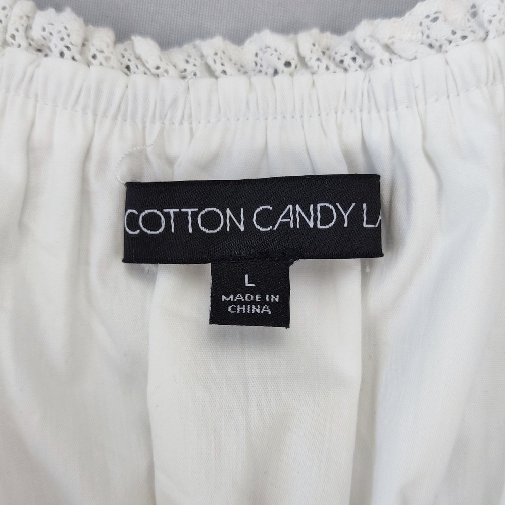 Cotton Candy LA Romper Women L White Mini Dress Cottagecore Lace Ruffle Pockets - Picture 3 of 9